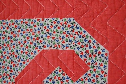 30s Indiana Puzzle Cheater Cloth Antique Quilt  