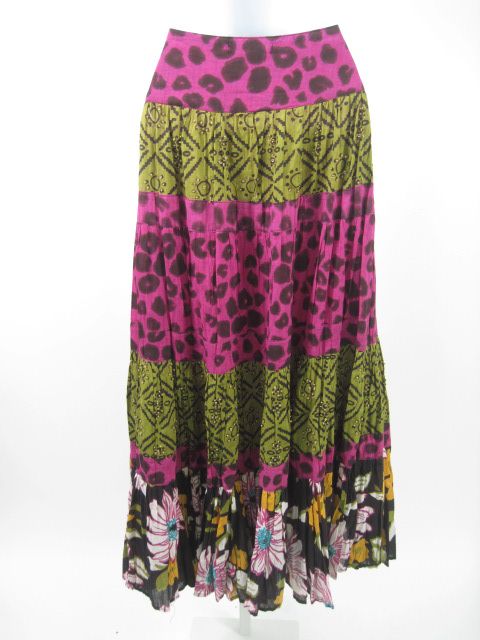 ALBERTO MAKALI Fuschia Green Broomstick Skirt Sz 6  