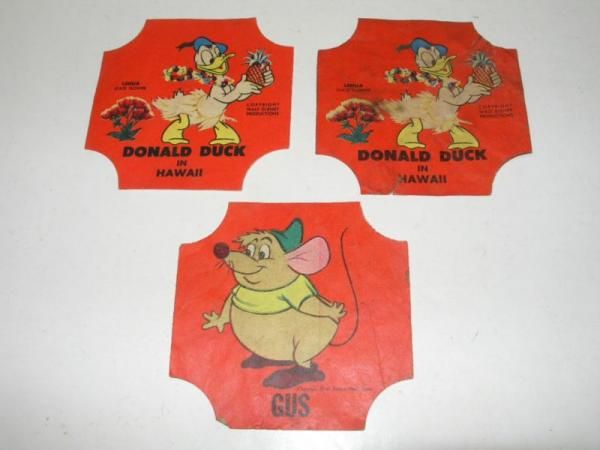   donald duck in hawaii and gus bread labels 2 3 4 paper labels 2 are in