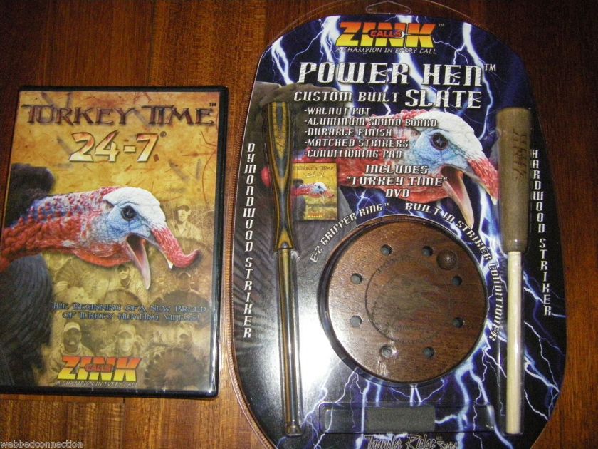   Custom Wood Call Friction Scratch Slate w Turkey Time DVD Decoy  