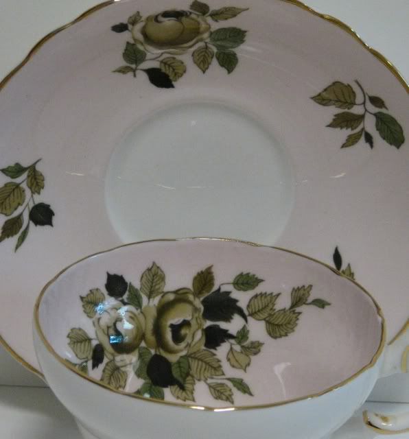 Beautiful Staffordshire Fine Bone China Cup & Saucer Set with Green 