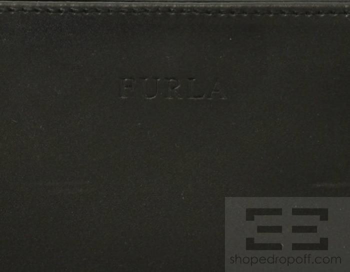 Furla Black Leather & Red Gusset Side Zip Handbag  