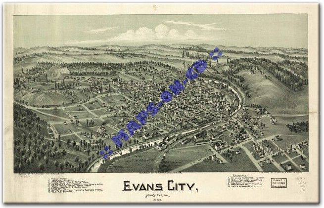 1900 EVANS CITY PENNSYLVANIA Butler County PA MAP CD  