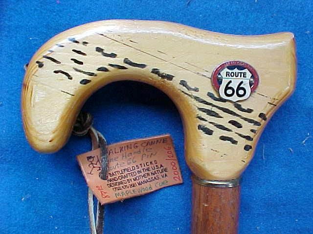 HandMade ROUTE 66 CANE/WALKING STICK~new Pool cue shaft  