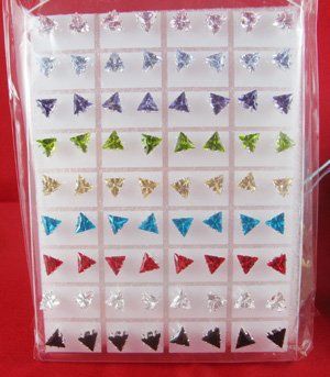 WHOLESALE 36 * triangle zircon Earrings Studs 925 silve  