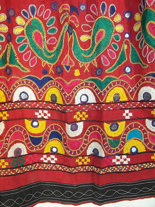 Indian Gujarati Pakistani Embroidered Mirror Skirt VTG  