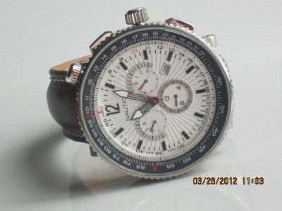   Mens A37502 Brown Leather Silver Date Chronograph Titanium 50mm Watch