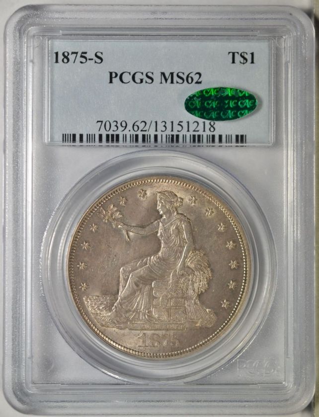 1875 S Trade dollar, PCGS MS62 CAC  