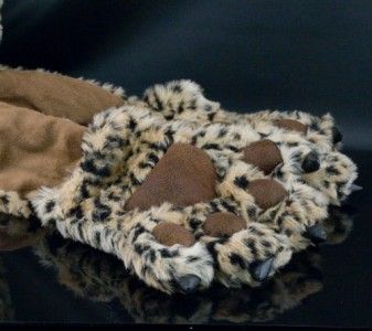 NEW PLUSH ANIMAL SCARF WRAP W/ LONG POCKET STUFFED PAW CLAWS BEIGE 