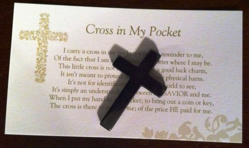   My Pocket   Hematite Cross + Pocket Card Poem *NEW* Jesus   Christian