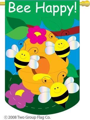 18 X 13 BEE HAPPY BUMBLE BEE OUTDOOR GARDEN FLAG  