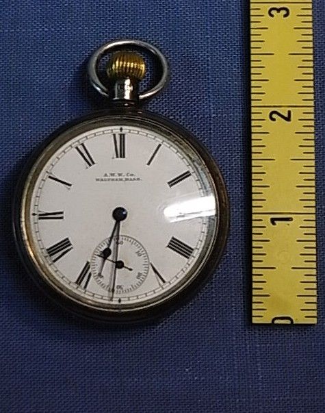 XE55 * BEAUTIFUL SILVER POCKET WATCH A. W. W. CO ; WALTHAM MARS 