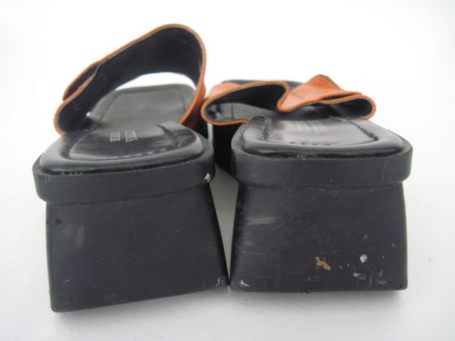 BRUNO VALENTI Burnt Orange Leather Slides Shoes Sz 11  