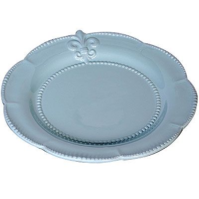   and embossed fleur de lis design this dinner plate is sure to liven