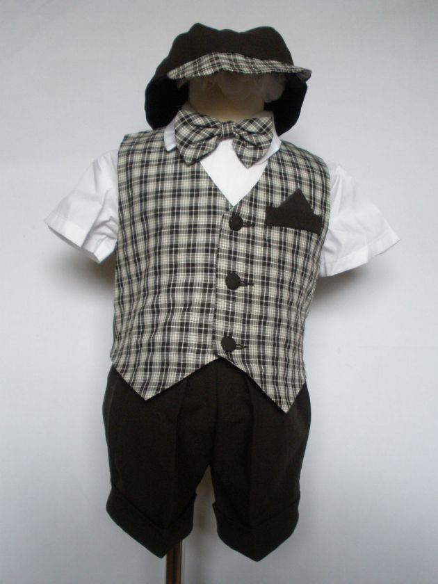 NEW INFANT BOY & TODDLER EASTER FORMAL PARTY VEST SUIT D.BROWN S M L 