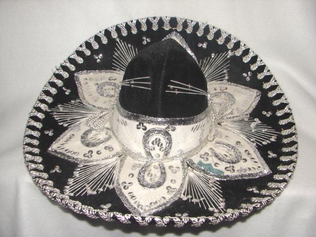 Black Pigalle Sombero Mexican Hat ~ horse shoe design  