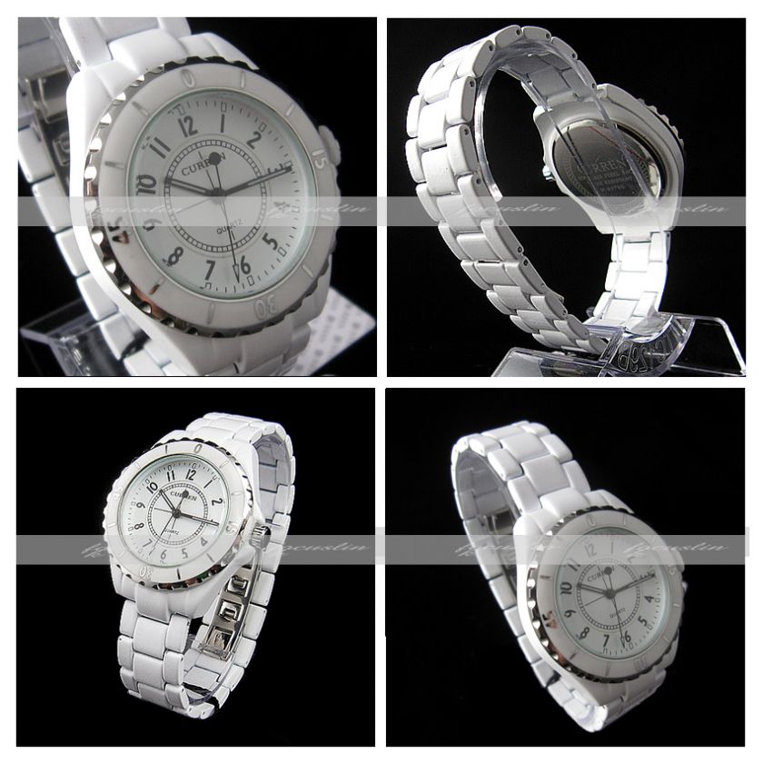 NEW HOURS CLOCK DIAL BEST LADIES FASHION CERAMIC WHITE STEEL WRIST 