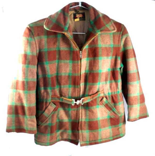 Vintage Work Coat Plaid Woolrich 1940S Buckle Front  