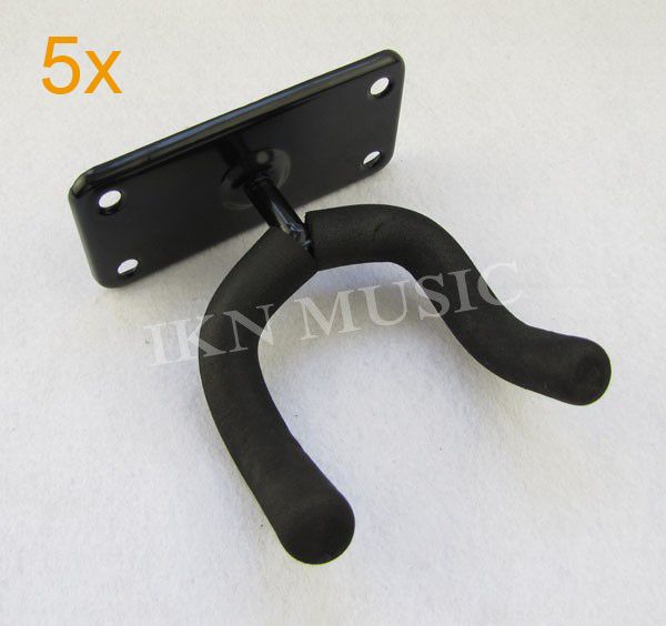 5pcs Guitar/Bass Wall Mount Hangers Black Metal  