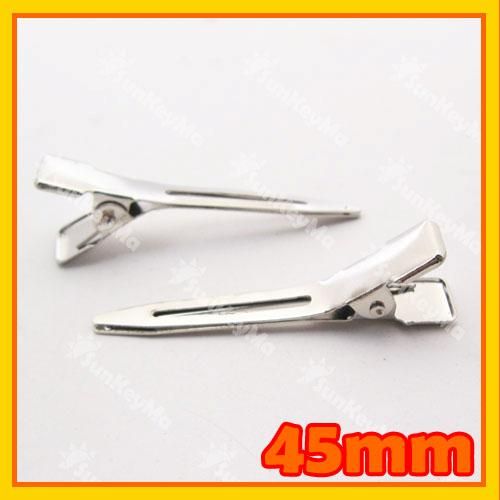 50 X 45MM Alligator Clips Teeth Hair prong Silver HC033  