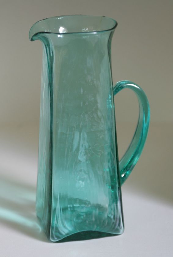 Blenko vintage hand blown art glass vase/pitcher rare piece.  
