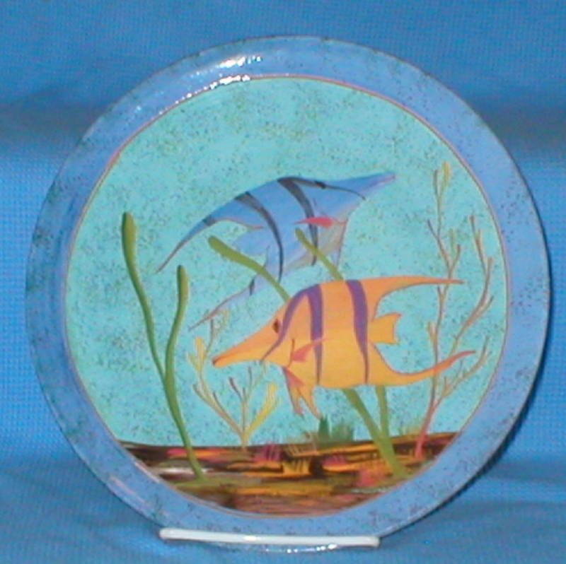 WASSI Art Lg Plate Jamaica w/2 Tropical Fish Underwater  