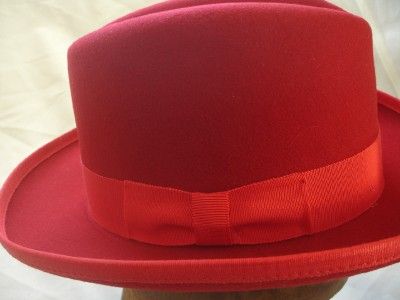 Vintage Homburg Fedora Hat Designer Collection, All Red  