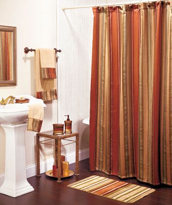 COPPER SPICE BATH SHOWER CURTIAN RUG TOWEL SET  