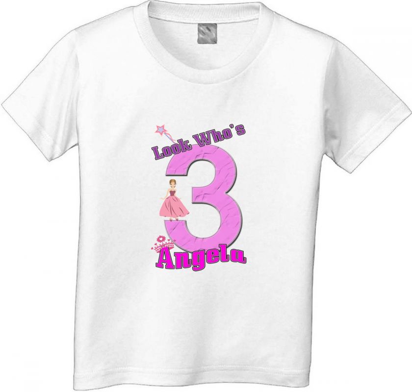 Princess big number birthday t shirt 1,2,3,4,5,6,7,8,9,10 girl girly 