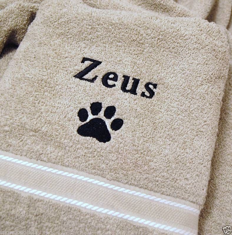 PAW PRINT GROOM/BATH TOWEL   PERSONALIZED W/ PETS NAME  