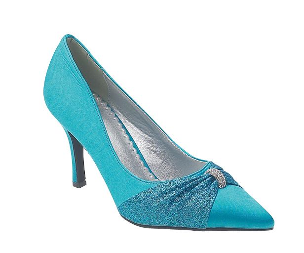 NEW WOMENS WEDDING TURQUOISE BLUE DIAMANTE EVENING BRIDAL COURT SHOES 