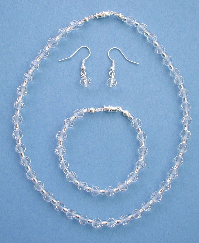 FLOWER GIRL/JR BRIDESMAIDS 4 PIECE CRYSTAL JEWELRY SETS  