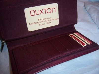 Buxton Leather Checkbook Wallet,Burgundy  