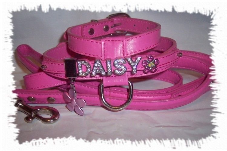 HOT PINK Dog Cat Rhinestone Harness +2 Charms & Leash  