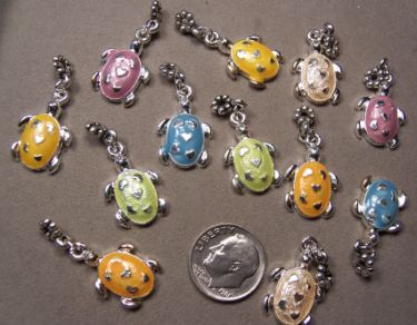 12 silver & enamel PASTEL TURTLE charms CuTe TurtLes  