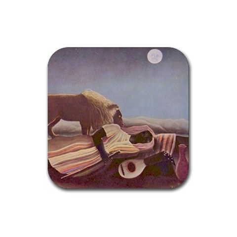 Henri Rosseau Sleeping Gypsy Painting Rubber Coasters  