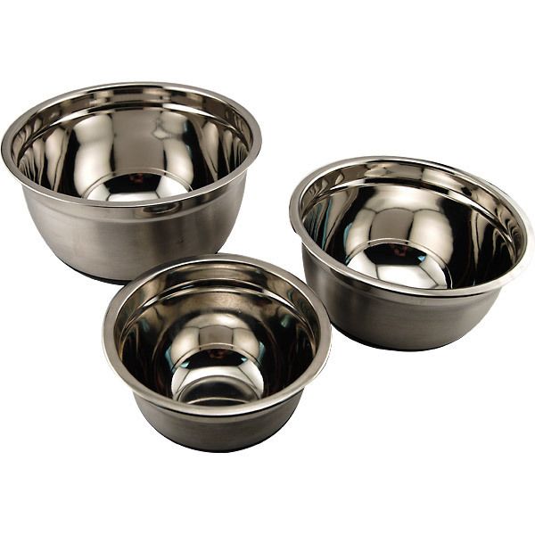 Stainless Steel Mixing Bowls w/ Rubber Base   Set of 3 845033042463 