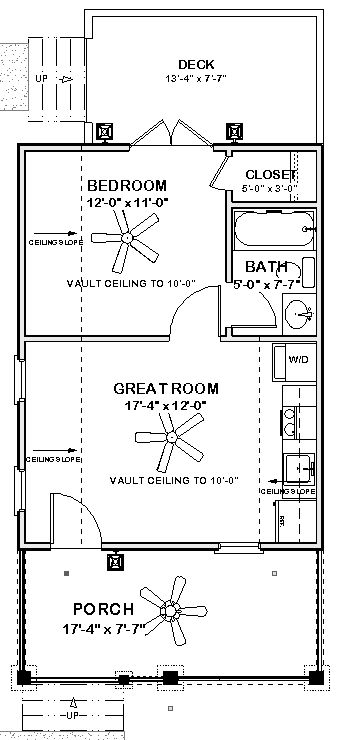 Complete House Plans   432 s/f cute cottage  1 bed/1 ba  