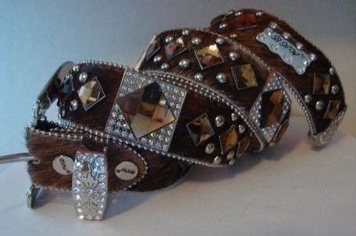 Cowgirl Western Brown Brindle Rhinestone Concho Belt  