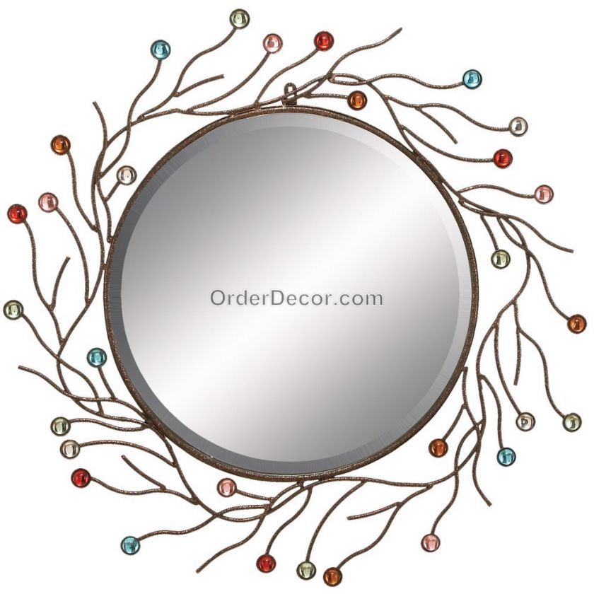 New 29 Round Wall Mirror, Modern Contemporary Abstract  