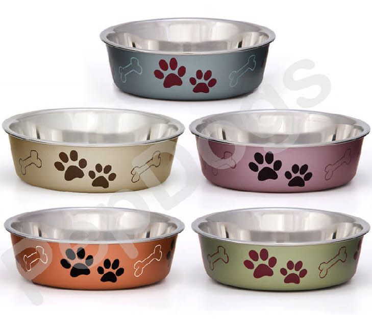 STAINLESS STEEL Non Skid Bella Dog Puppy Designer Bowl  