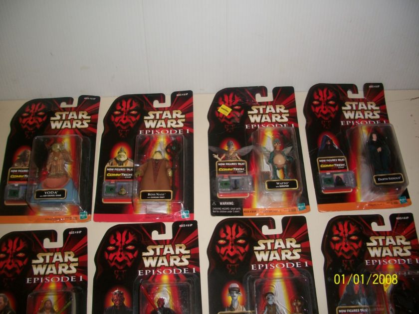 STAR WARS, 12 ACTION FIGURES, EPISODE I, COMMTECH CHIP, COLLECTION 1 2 