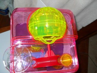 Level Clear Plastic Dwarf Hamster, Mice Cage with Ball on Top, Blue 