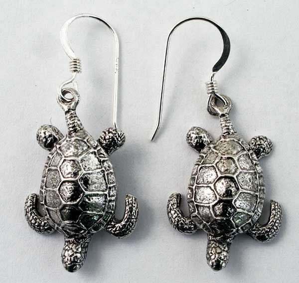 Sea Turtle Earrings Scuba Skin Diver Jewelry Sterling  