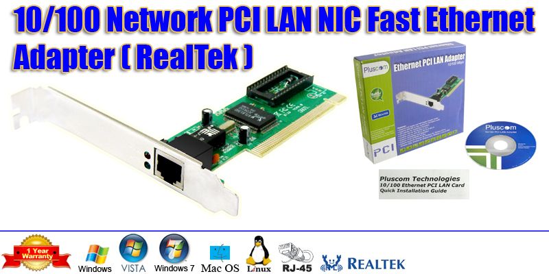 RJ45 Realtek Ethernet Network PC PCI LAN Card Adapter For Vista 