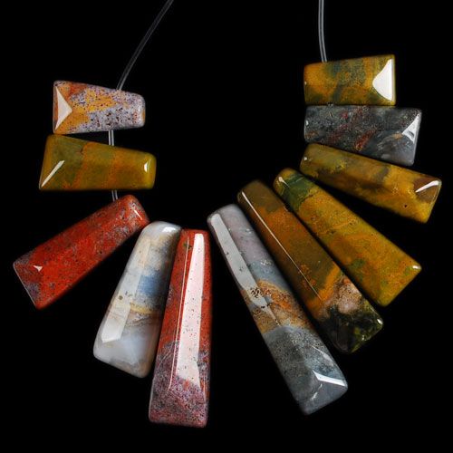 R8398 11Pcs Ocean Jasper Freeform Pendant Beads  