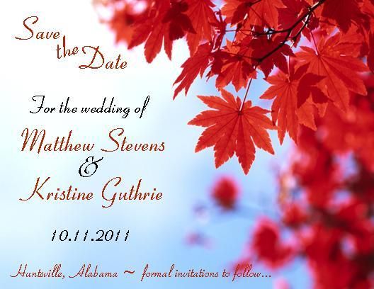 50 Personalized Fall Leaves Wedding Save The Date Cards  