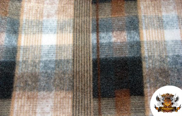 POLAR FLEECE FABRIC PRINTED TARTAN PEAT BY THE YARD  