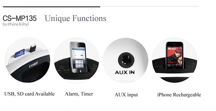   Docking Station Speaker for iPhone and iPod, Alarm, FM, Timer  