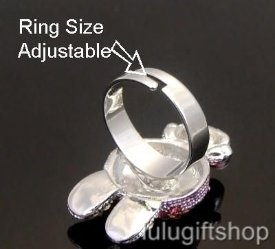 18k white gold plated hello kitty rabbit ring use swarovski crystals 